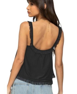 Women's Ruffle Mesh Babydoll Tank Top