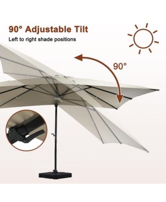 156"W x 120"D Rectangular Cantilever Umbrella with Detachable -level Brightness LED Light, w/ Weight Base Included
