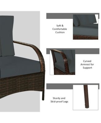 3 PCS Patio Wicker Rattan Furniture Set Coffee Table & 2 Rattan Chair