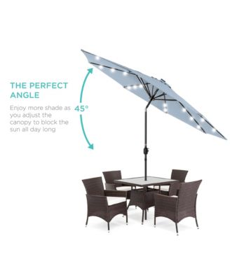 10ft Solar LED Lighted Patio Umbrella w/ Tilt Adjustment, UV-Resistant Fabric