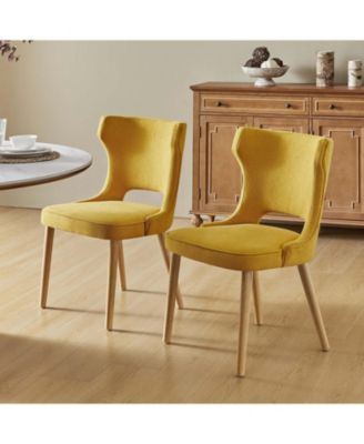 Rita Mid-Century Modern WaterProof Hollow Design Dining Chair with Wingback,Set of 2