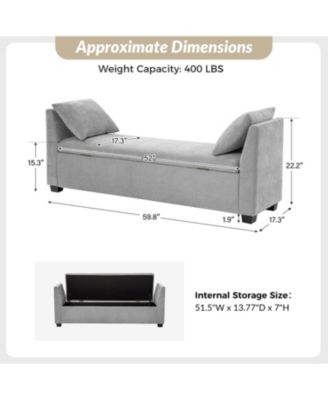 Bruno Modern Storage Bench with Rubber Wood Legs