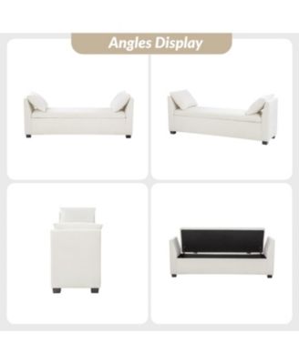 Bruno Modern Storage Bench with Rubber Wood Legs