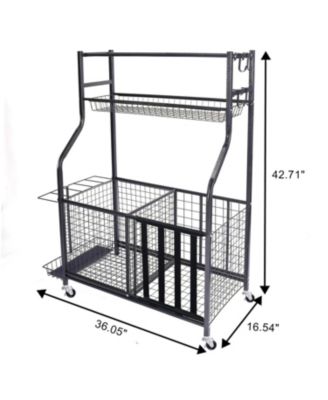 Sports Organizers Rack with Wheels for Garage, Large Capacity Sports Equipment Storage Rack