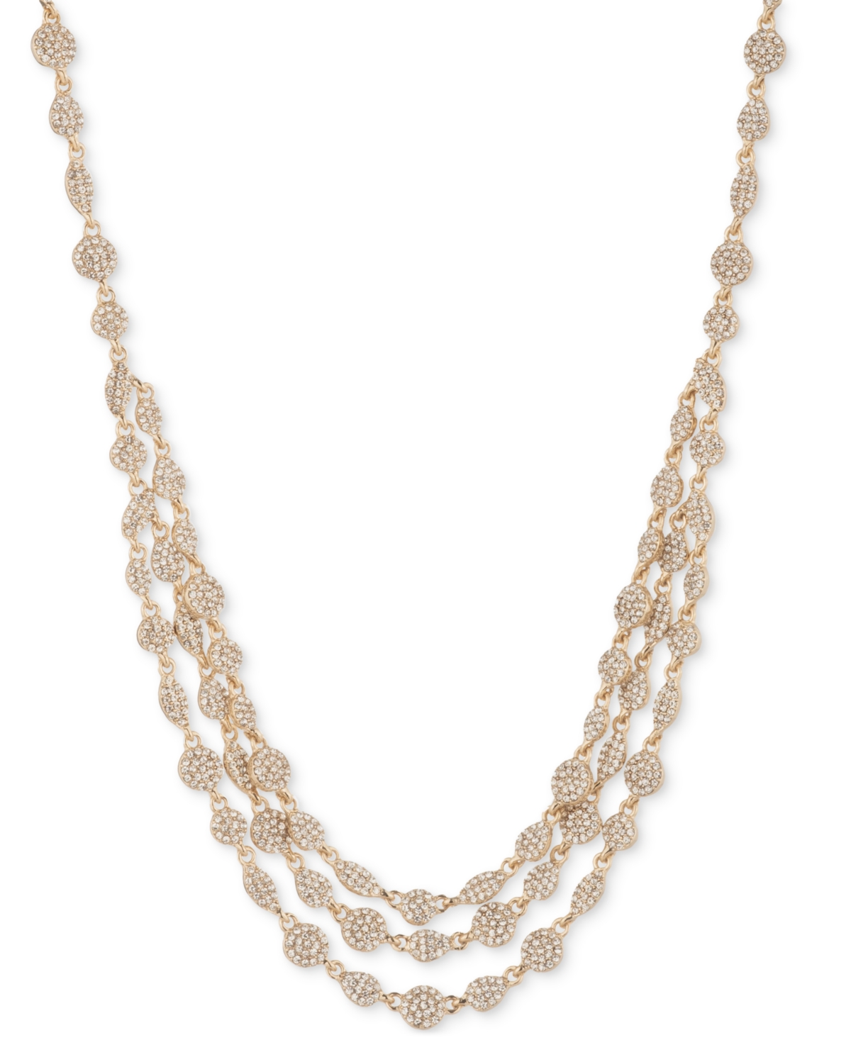 Shop Givenchy Gold-tone Pave Cluster Layered Collar Necklace, 16" + 3" Extender