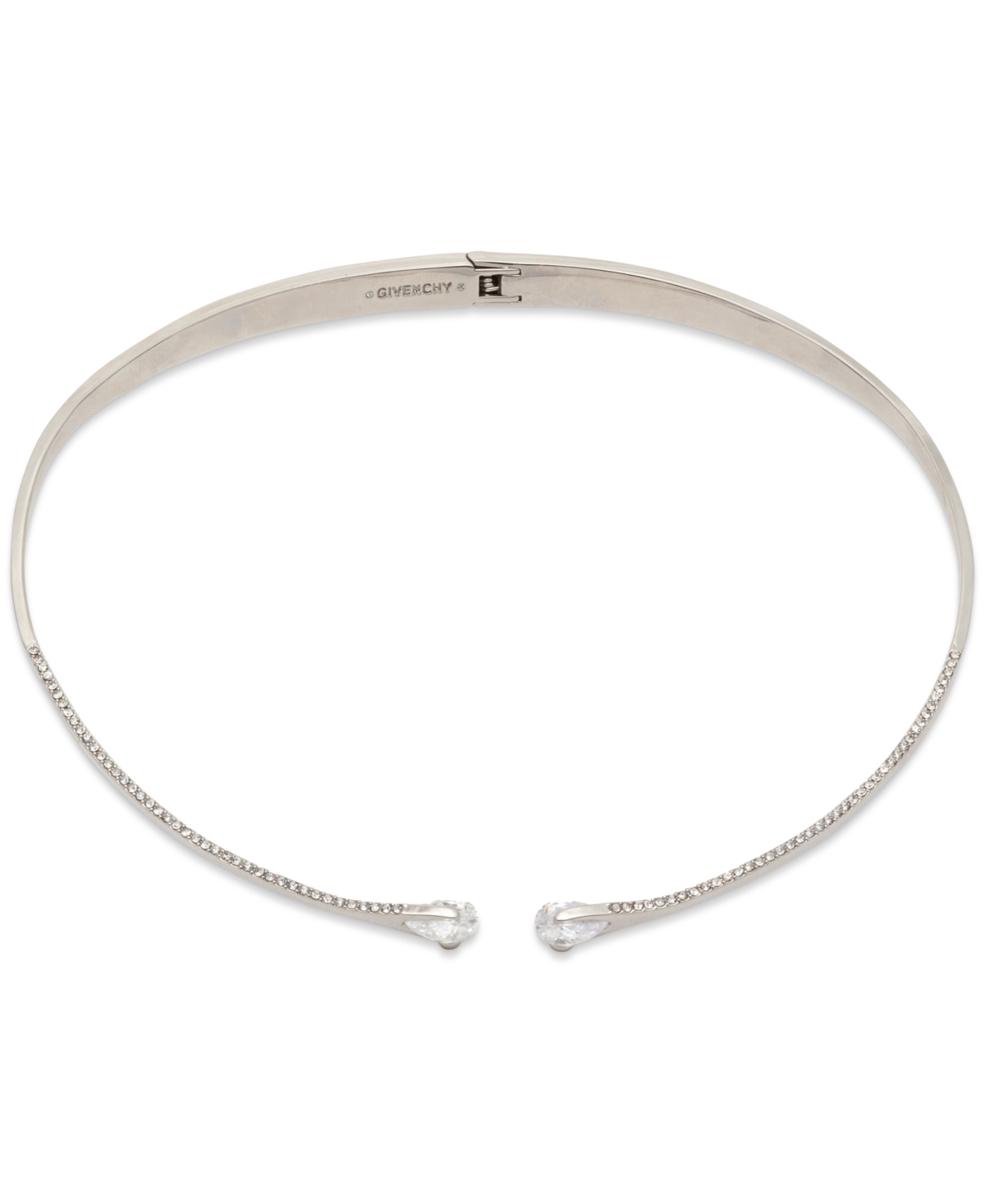 Givenchy Silver-tone Pave & Pear-shape Cubic Zirconia 16" Structured Collar Necklace