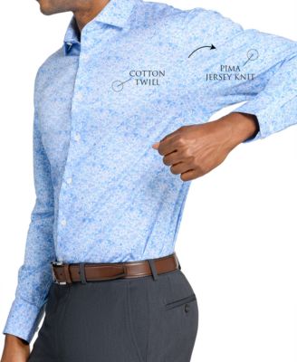 Men's Floral Print Hybrid Slim Fit Easy Care Long Sleeve Shirt