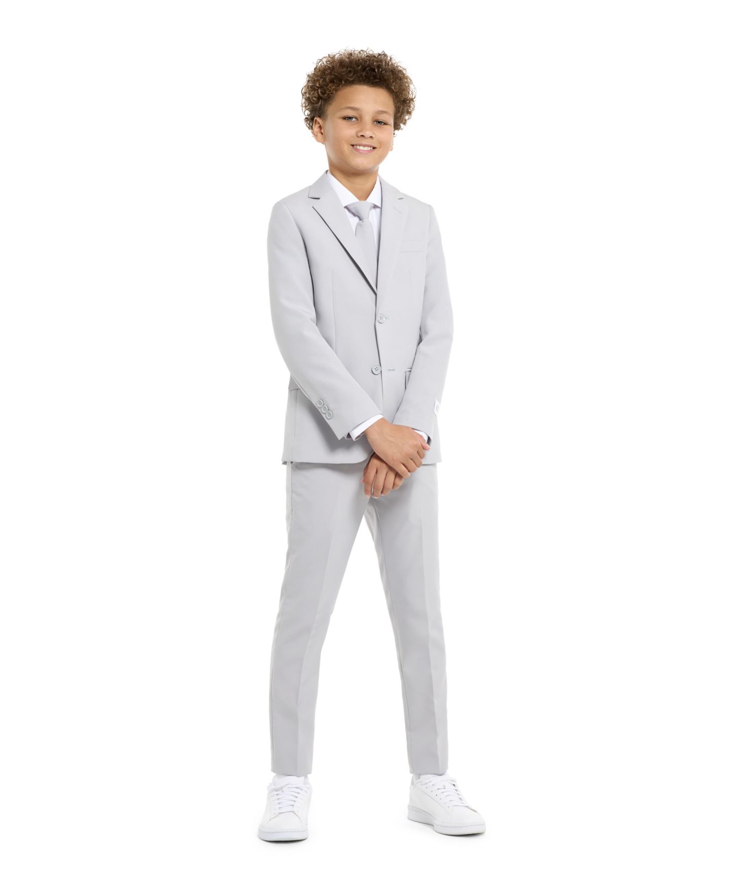 Пиджак OppoSuits Groovy Grey Slim Fit Solid Suit Including Blazer, Pants and Clip-On-Tie для мальчиков — фото 2