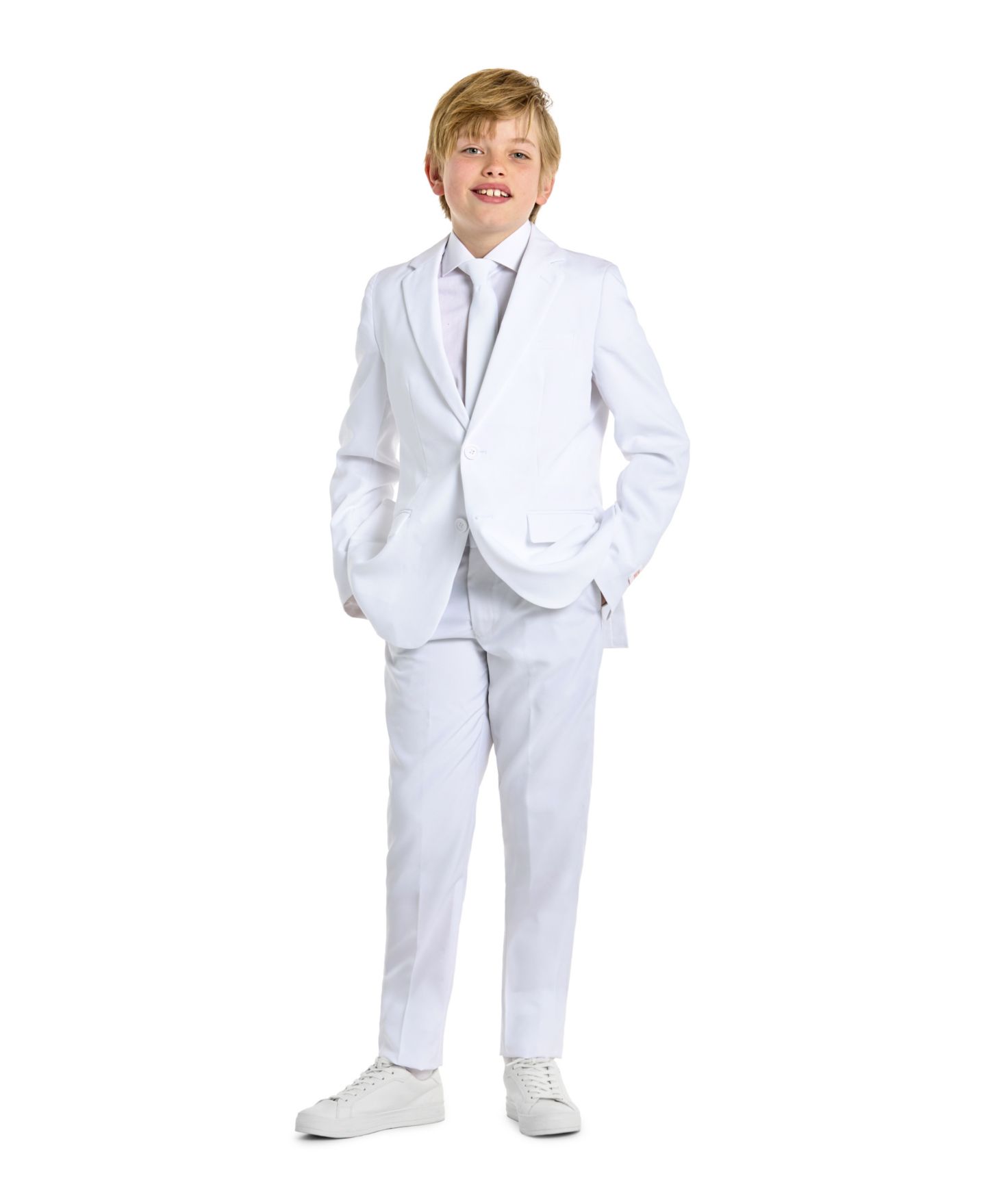Детский пиджак OppoSuits Teen Boys White Knight Slim Fit Solid Suit Including Blazer, Pants and Clip-On-Tie, цвет: Белый — фото 2