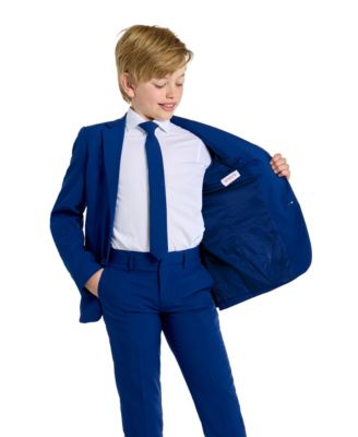 Teen Boys Navy Royale Slim Fit Solid Suit Including Blazer, Pants and Clip-On-Tie