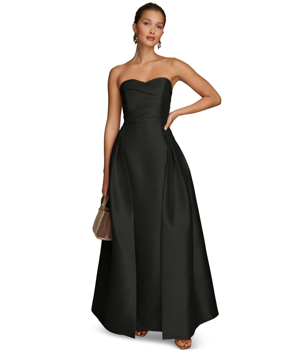 Donna Karan Women's Sweetheart-neck Pleated Gown
