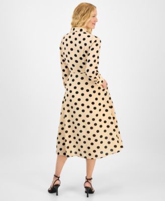 Women's Dot-Print Tie-Waist Shirtdress