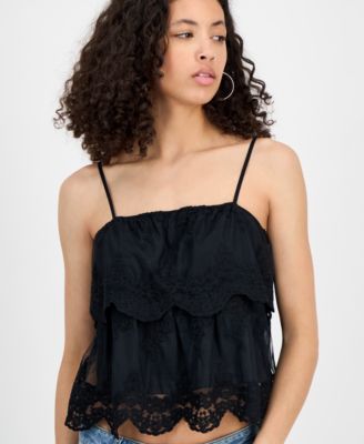 Women's Lace Cotton Tiered Camisole, Exclusively at Macy's