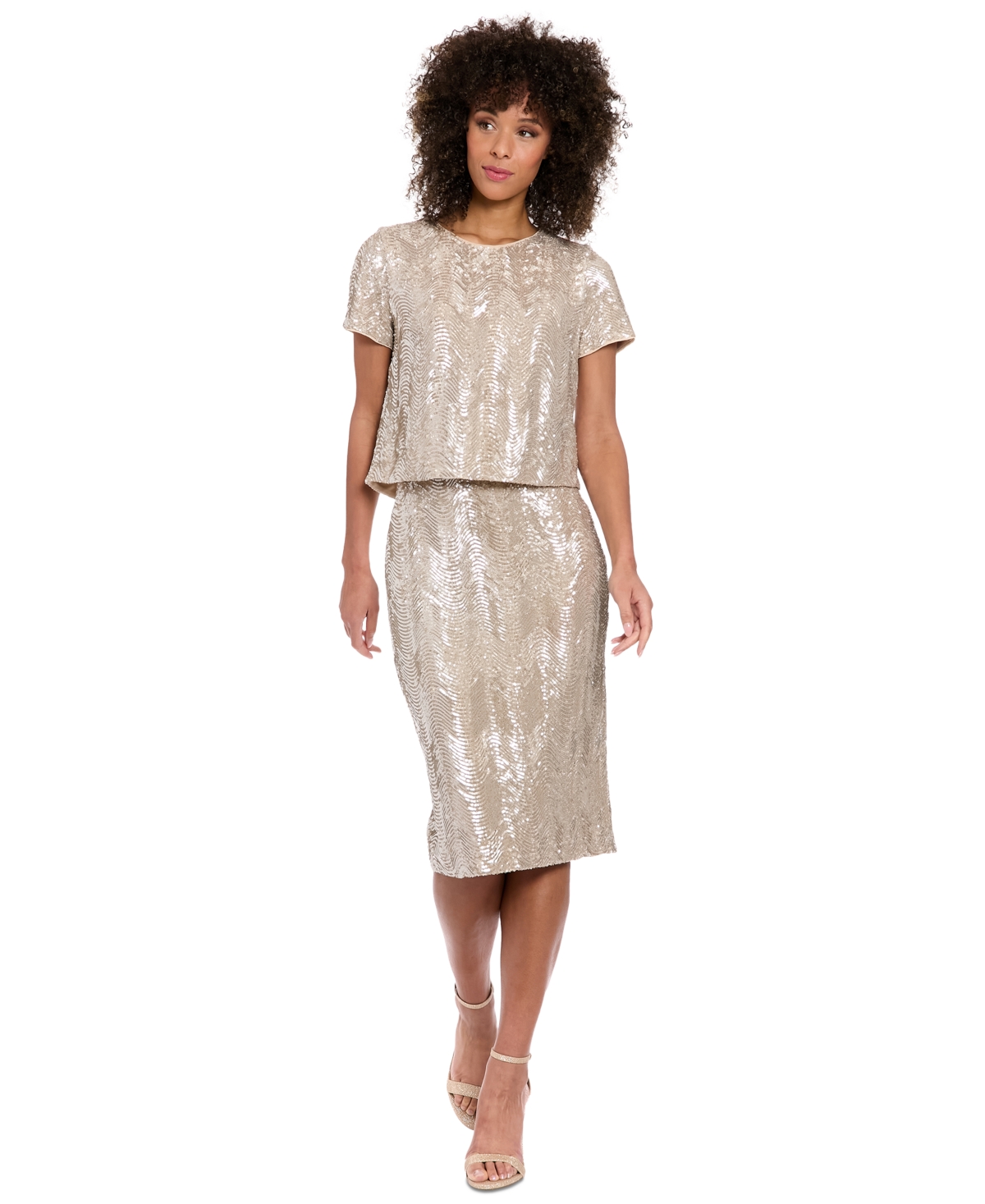 Women's Sequin-Pattern Pencil Skirt - Champagne