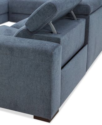 Nevio 6-Pc. Fabric Power Headrest Sectional with 3 Power Motion Chairs