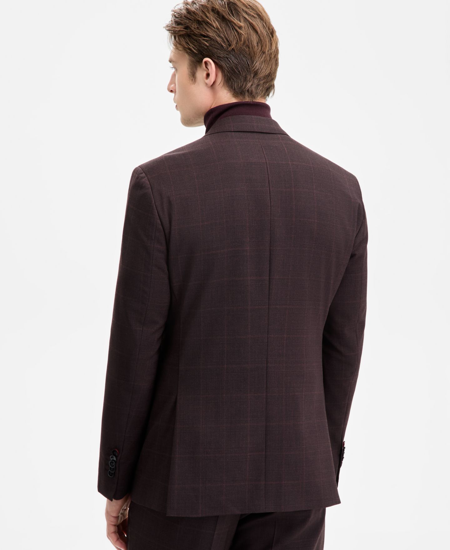 Мужской пиджак Hugo Boss Modern-Fit Plaid Suit, цвет: Бордовый — фото 4