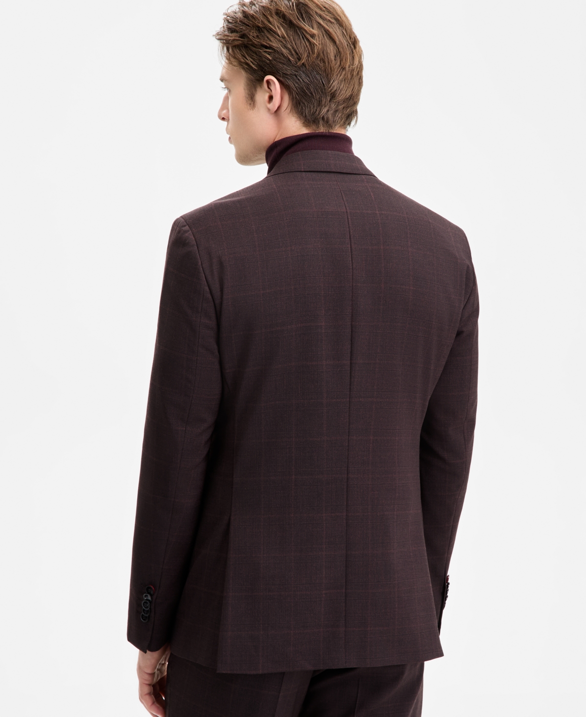 Hugo Boss Hugo By  Men's Modern-fit Plaid Suit Jacket In Burgundy