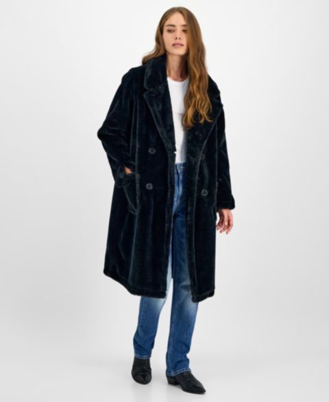 Женские куртки Jou Jou Juniors' Faux-Fur Double-Breasted Coat