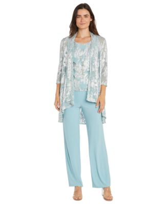 R & M Richards - Women's 3-Pc. Metallic Jacquard Jacket, Tank Top & Pant Set
