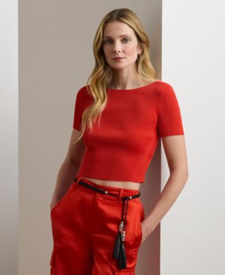 Women's Cropped Short-Sleeve Sweater