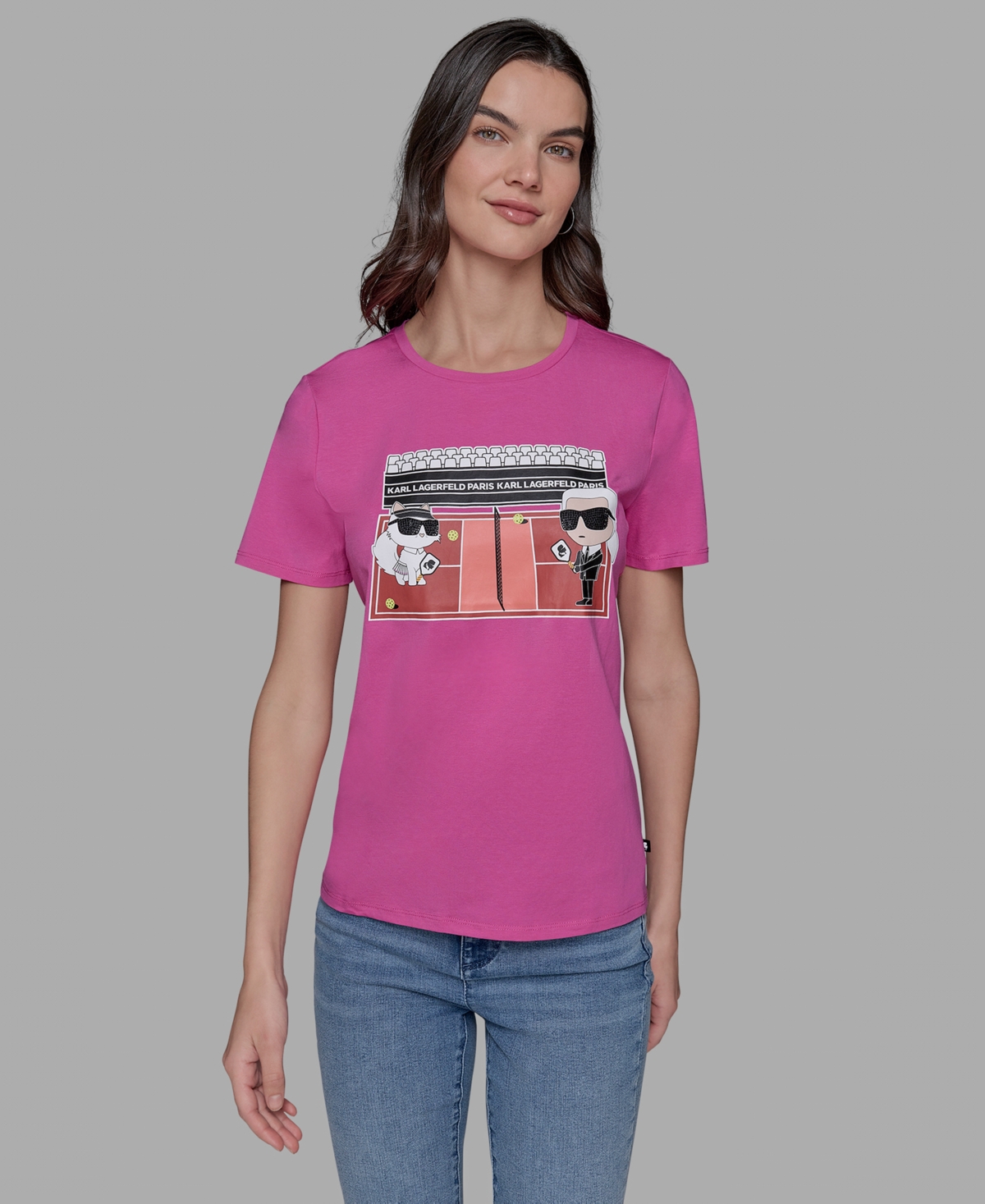 Karl Lagerfeld Petite Karl & Choupette Graphic Tee