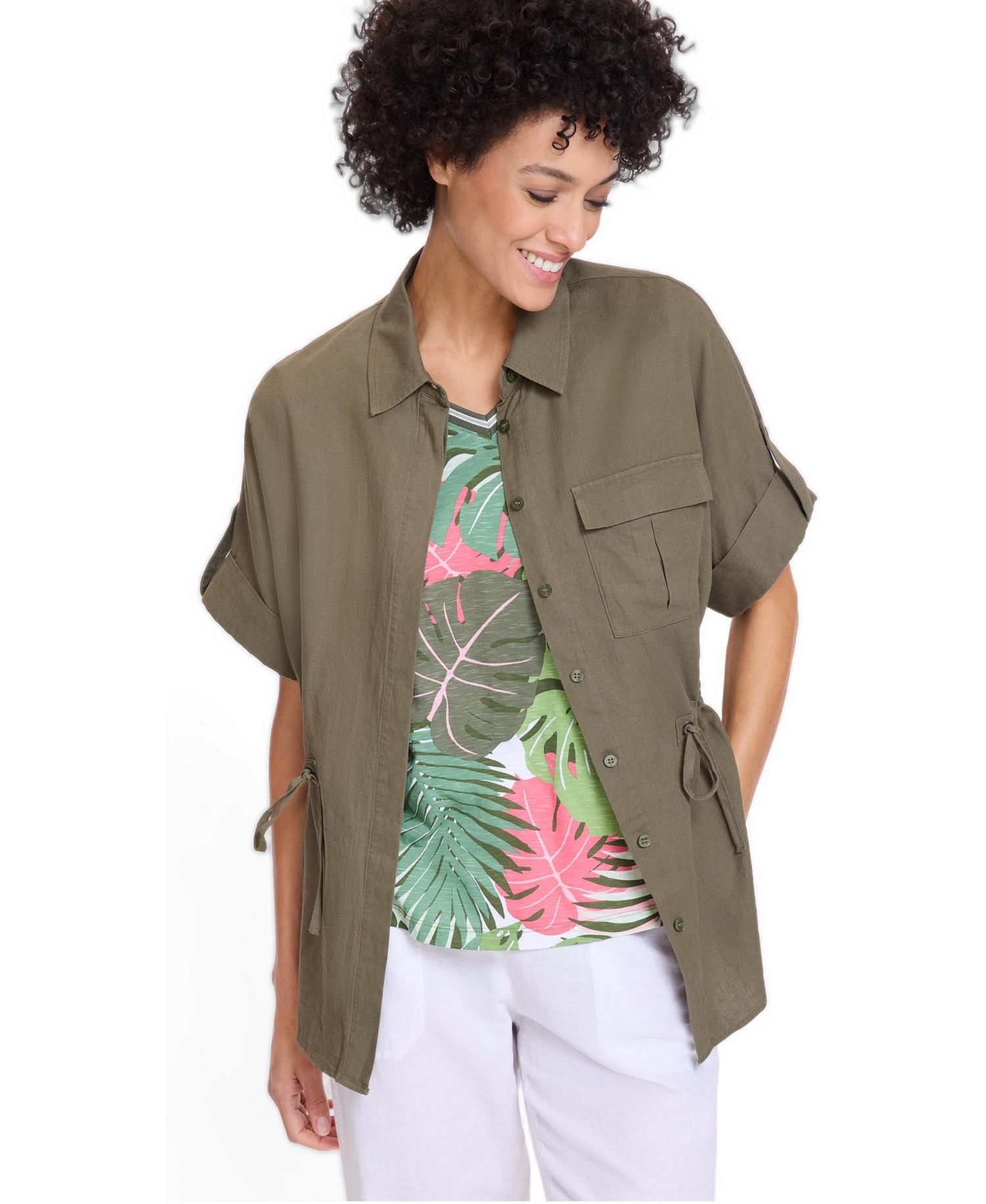 Women's Camp Shirt Drawstring Waist