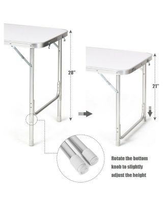 Folding Camping Table Aluminum Height Adjustable w/ Storage Organizer