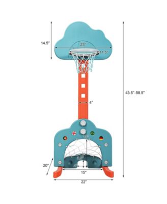 3-in-1 Kids Adjustable Basketball Hoop Set with Balls