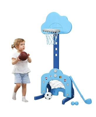 3-in-1 Kids Adjustable Basketball Hoop Set with Balls