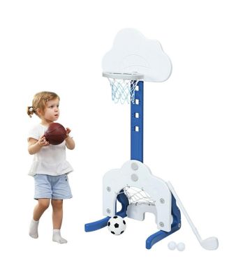 3-in-1 Kids Adjustable Basketball Hoop Set with Balls