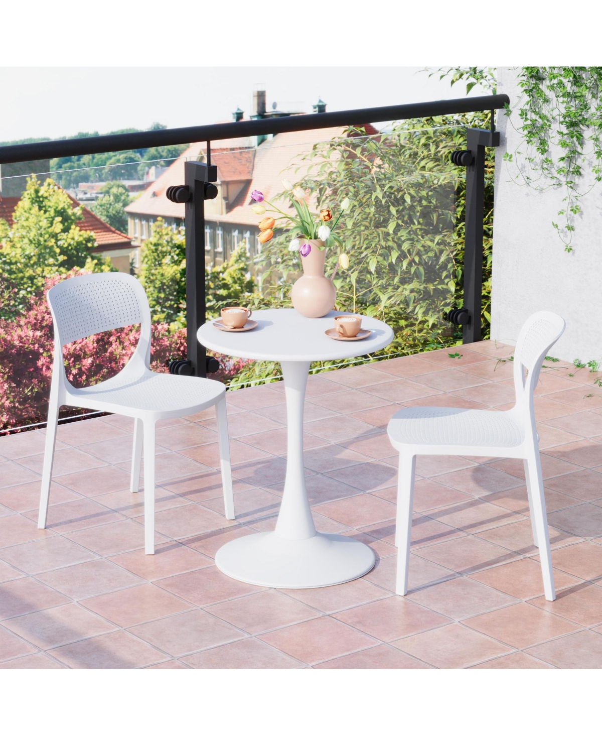Modern Stackable Plastic Resin Patio Dining Side Chair (Set of 2)