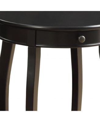 Functional Solid Wood Round End Table with Drawer and Shelf for Storage