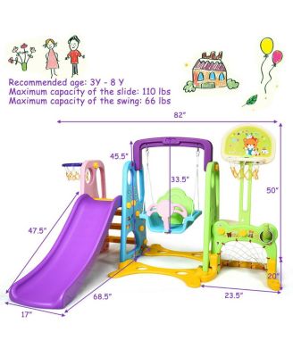 6-in-1 Climber Swing Basketball Hoop Football Gate