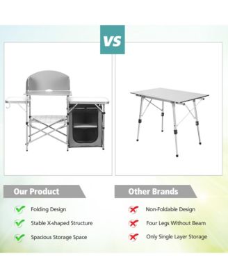 Folding Outdoor Camping Table Portable BBQ Grill Table w/ Storage Bag