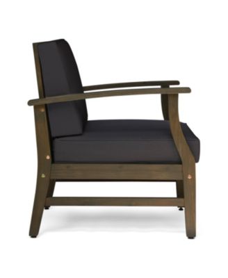 Acacia Wood Outdoor Patio Lounge Club Chair for Patio Garden with Dark Gray Cushions