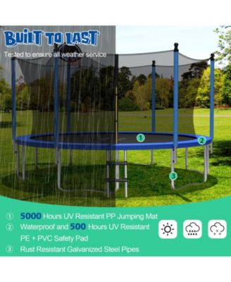 12 Feet Outdoor Recreational Trampoline with Ladder and Enclosure Net