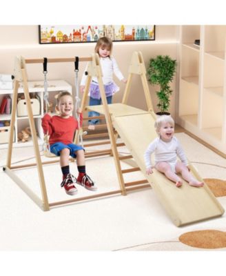 5-in-1 Indoor Jungle Gym Foldable Climber Playset with Fun Slide and Adjustable Swing