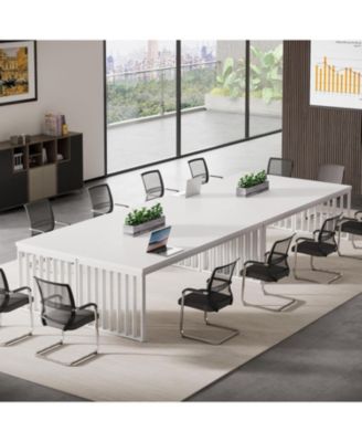 6.5 ft Conference Table with Metal Legs for 4-6, Long Meeting Table for Negotiation Training Seminar
