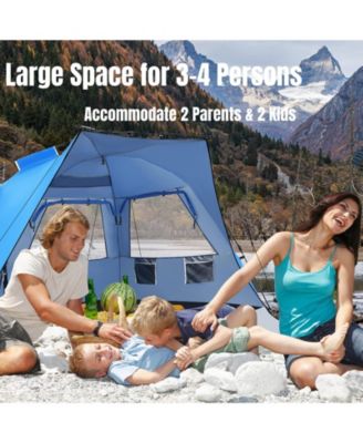 3-4 Person Easy Pop Up Beach Tent UPF 50+ Portable Sun Shelter