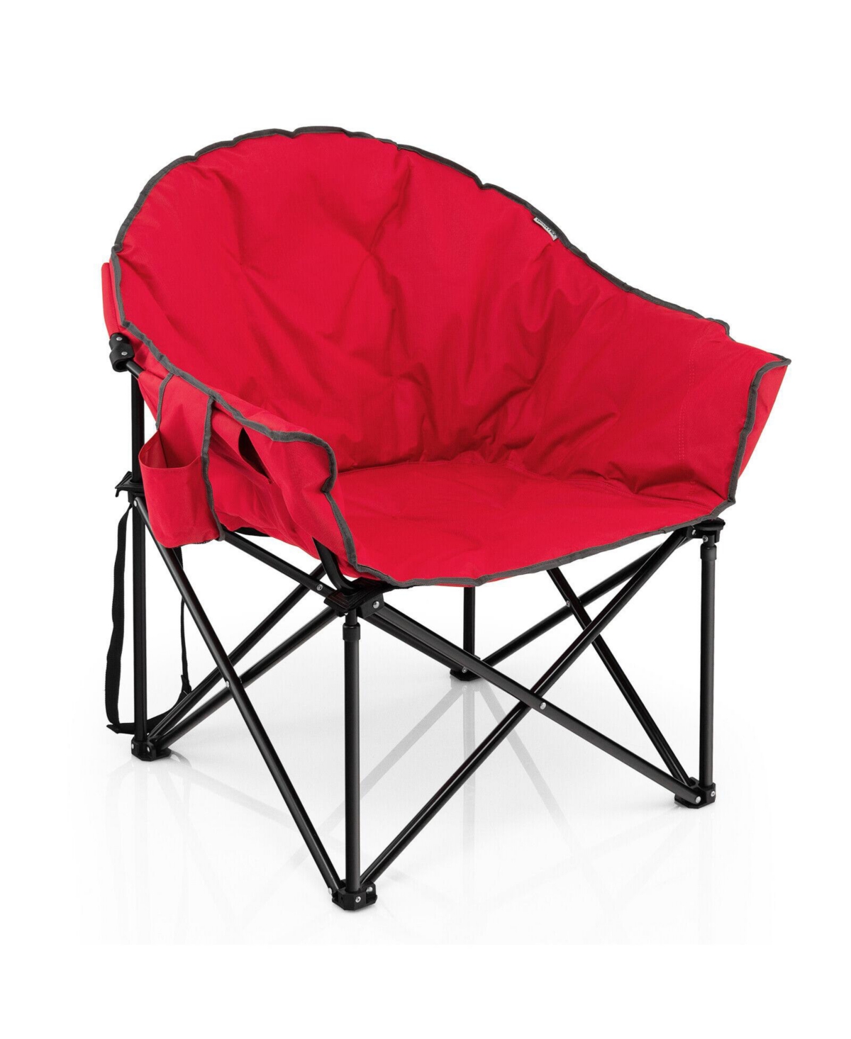 Folding Camping Moon Padded Chair with Carrying Bag - Red