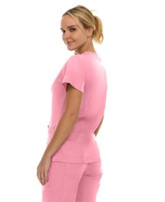 Women's Eleanor 3-Pocket Stretch V-Neck Scrub Top Shocking Pink Medium