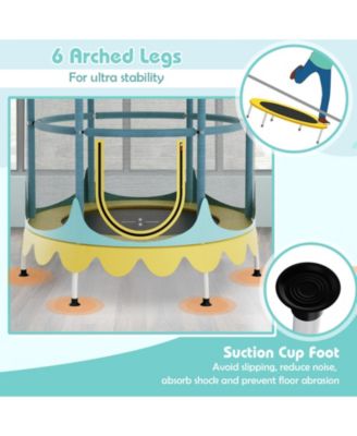 64 Inch Kids Trampoline with Detachable Canopy and Safety Enclosure Net