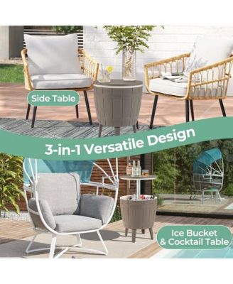 10 Gallon Cooler Bar Table Outdoor Coffee Table Ice Bucket with Telescopic Tabletop for Beer and Wine