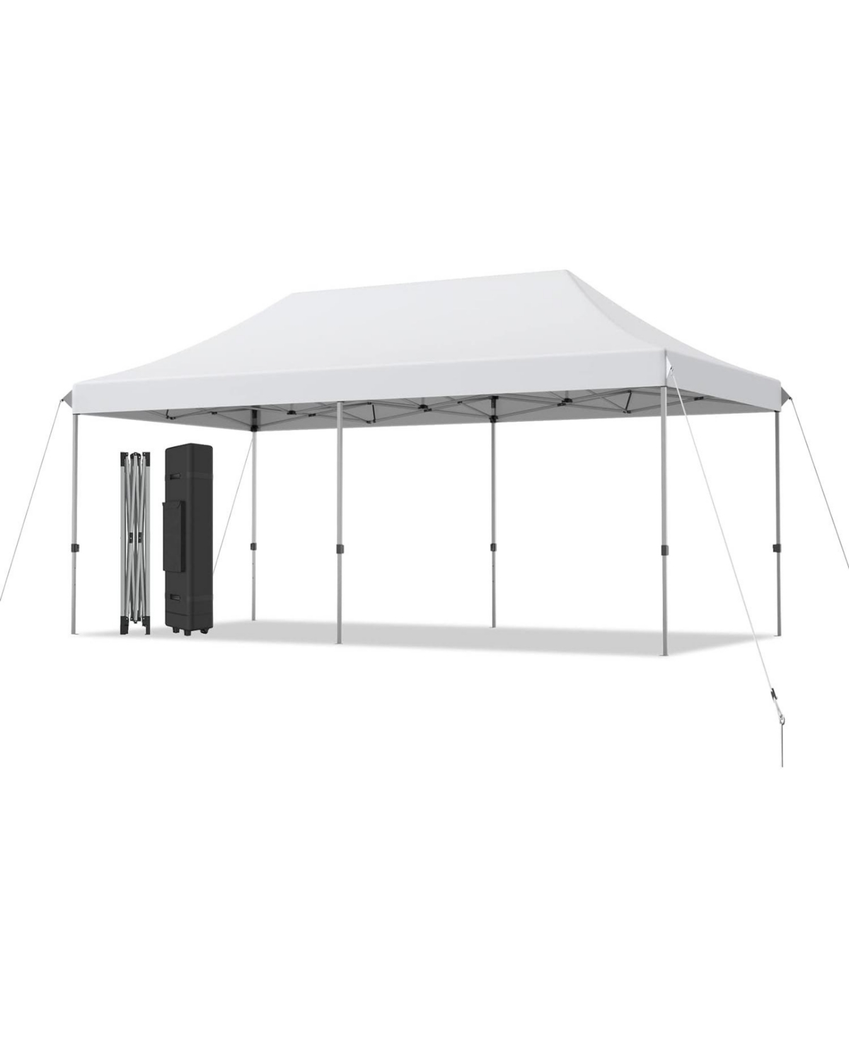 10 x 20 Feet Adjustable Folding Heavy Duty Sun Shelter with Carrying Bag - White