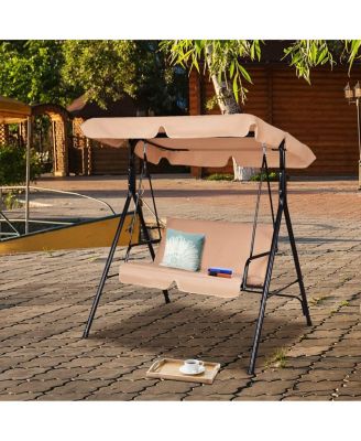 2 Person Weather Resistant Canopy Swing for Porch Garden Backyard Lawn