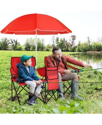 Portable Folding Picnic Double Chair With Umbrella