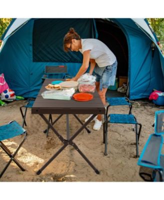 4-6 Person Portable Aluminum Camping Table with Carrying Bag