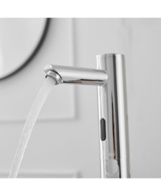 Automatic Sensor Touchless Single Hole Bathroom Sink Faucet With Temperature Mixing Valve In Polished Chrome