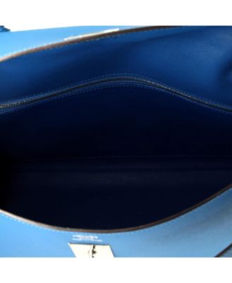 Pre-Owned Hermes Kelly 35 Handbag Blue Epsom with Palladium Hardware