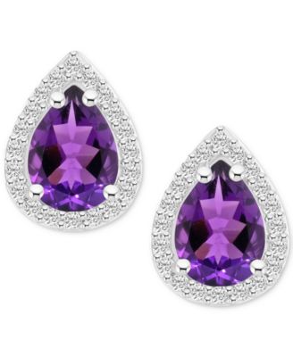 Amethyst (1-1/3 ct. t.w.) & Lab Grown White Sapphire (1/4 ct. t.w.) Stud Earrings in 10k Gold (Also in Additional Gemstones)
